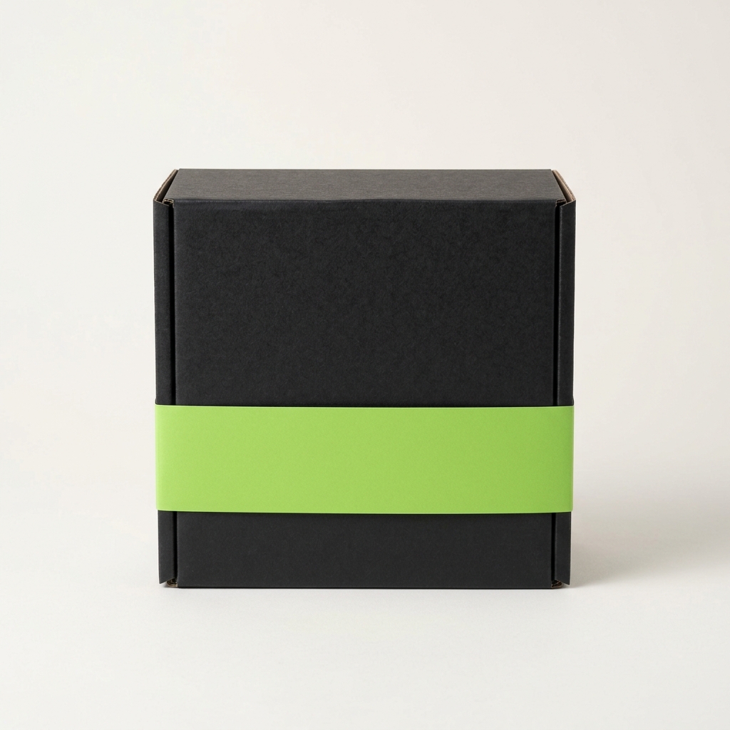 Caja negra con faja verde